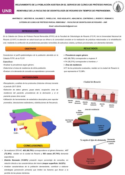 Read more about the article RELEVAMIENTO DE LA POBLACIÓN ASISTIDA EN EL SERVICIO DE CLÍNICA DE PRÓTESIS PARCIAL REMOVIBLE DE LA FACULTAD DE ODONTOLOGÍA DE ROSARIO EN TIEMPOS DE PREPANDEMIA.