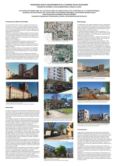 Read more about the article PROGRAMAS PARA EL MEJORAMIENTO DE LA VIVIENDA SOCIAL EN ROSARIO. ESTUDIO DE VARIABLES A NIVEL ARQUITECTÓNICO-URBANO Y SOCIAL.