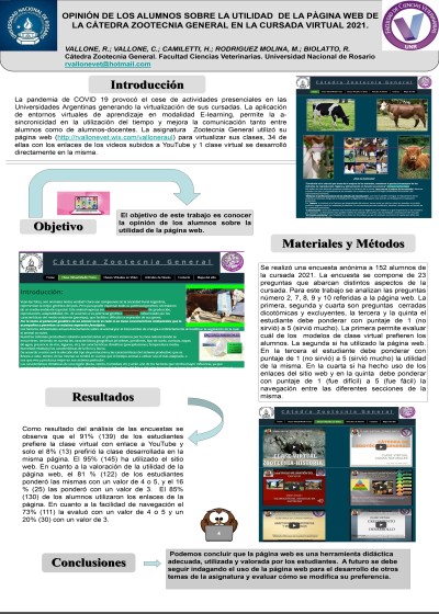 Read more about the article OPINION DE LOS ALUMNOS SOBRE LA UTILIDAD  DE LA PÁGINA WEB DE LA CÁTEDRA ZOOTECNIA GENERAL EN LA CURSADA VIRTUAL 2021.