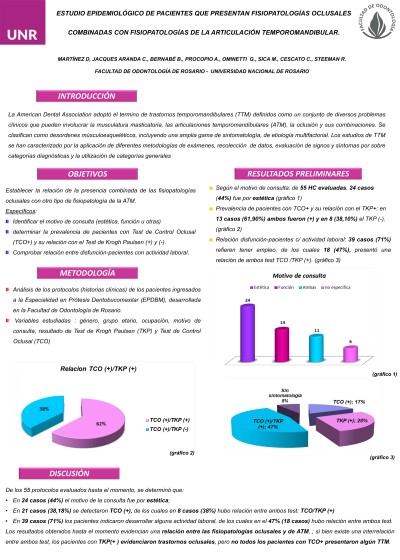 Read more about the article ESTUDIO EPIDEMIOLÓGICO DE PACIENTES QUE PRESENTAN FISIOPATOLOGÍAS OCLUSALES COMBINADAS CON FISIOPATOLOGÍAS DE LA ARTICULACIÓN TEMPOROMANDIBULAR.