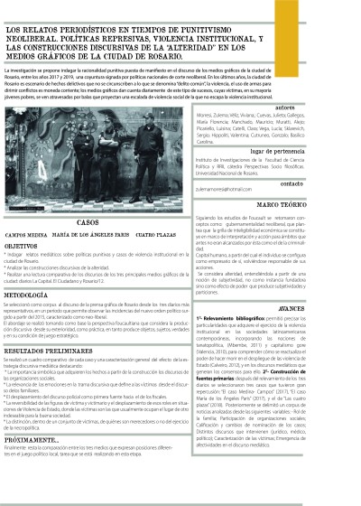 Read more about the article LOS RELATOS PERIODÍSTICOS EN TIEMPOS DE PUNITIVISMO NEOLIBERAL. POLÍTICAS REPRESIVAS, VIOLENCIA INSTITUCIONAL, Y LAS CONSTRUCCIONES DISCURSIVAS DE LA “ALTERIDAD” EN LOS MEDIOS GRÁFICOS DE LA CIUDAD DE ROSARIO.