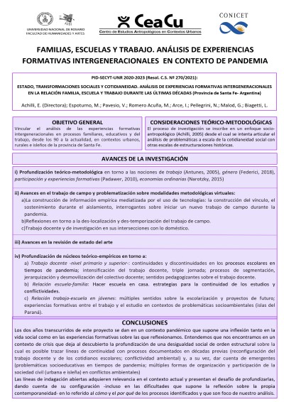 Read more about the article FAMILIAS, ESCUELAS Y TRABAJO. ANÁLISIS DE EXPERIENCIAS FORMATIVAS INTERGENERACIONALES EN CONTEXTO DE PANDEMIA