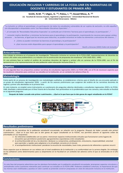 Read more about the article EDUCACIÓN INCLUSIVA Y CARRERAS DE LA FCEIA-UNR EN NARRATIVAS DE DOCENTES Y ESTUDIANTES DE PRIMER AÑO