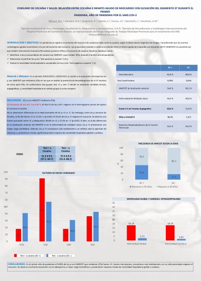 Read more about the article PANDEMIA, CONSUMO DE COCAÍNA Y SALUD: RELACIÓN ENTRE COCAÍNA E INFARTO AGUDO DE MIOCARDIO CON ELEVACIÓN DEL SEGMENTO ST DURANTE EL PRIMER AÑO DE PANDEMIA POR EL SARS COV-2.