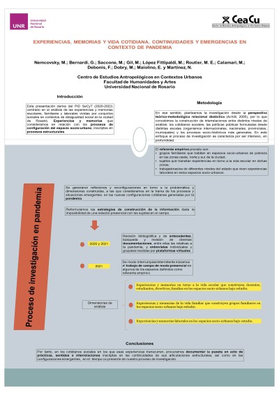 Read more about the article EXPERIENCIAS, MEMORIAS Y VIDA COTIDIANA. CONTINUIDADES Y EMERGENCIAS EN CONTEXTOS DE PANDEMIA.