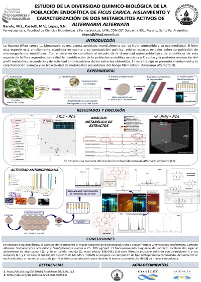 Read more about the article ESTUDIO DE LA DIVERSIDAD QUIMICO-BIOLÓGICA DE LA POBLACIÓN ENDOFÍTICA DE FICUS CARICA. AISLAMIENTO Y CARACTERIZACIÓN DE DOS METABOLITOS ACTIVOS DE ALTERNARIA ALTERNATA