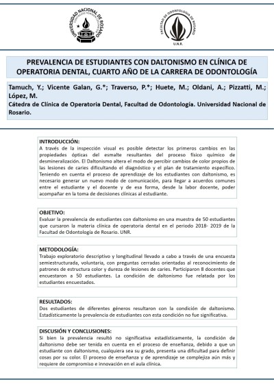 Read more about the article PREVALENCIA DE ESTUDIANTES CON DALTONISMO EN CLÍNICA DE OPERATORIA DENTAL, CUARTO AÑO DE LA CARRERA DE ODONTOLOGÍA