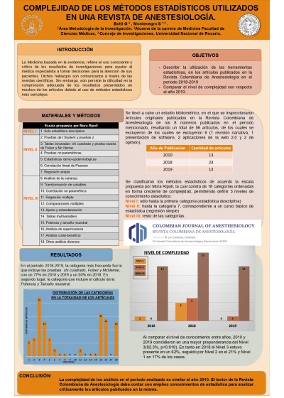 Read more about the article COMPLEJIDAD DE LOS MÉTODOS ESTADÍSTICOS UTILIZADOS EN UNA REVISTA DE ANESTESIOLOGÍA