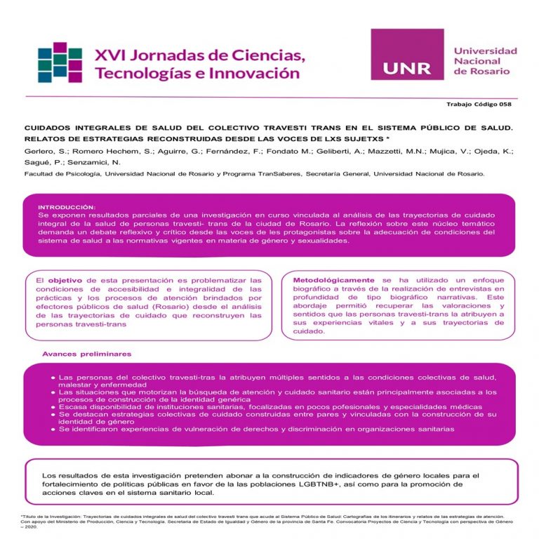 Read more about the article CUIDADOS INTEGRALES DE SALUD DEL COLECTIVO TRAVESTI TRANS EN EL SISTEMA PÚBLICO DE SALUD. RELATOS DE ESTRATEGIAS RECONSTRUIDAS DESDE LAS VOCES DE LXS SUJETXS.
