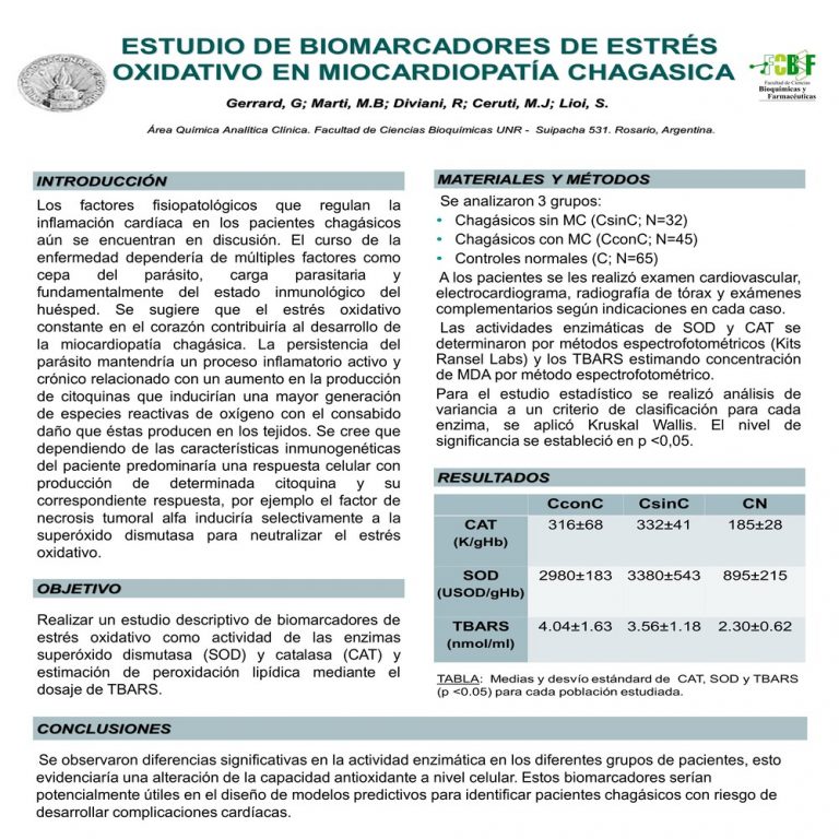 Read more about the article ESTUDIO DE BIOMARCADORES DE ESTRES OXIDATIVO EN MIOCARDIOPATIA CHAGASICA