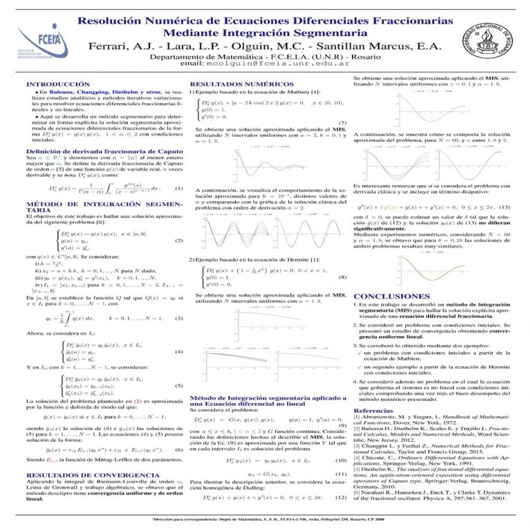 Read more about the article RESOLUCIÓN NUMÉRICA DE ECUACIONES DIFERENCIALES FRACCIONARIAS MEDIANTE INTEGRACIÓN SEGMENTARIA