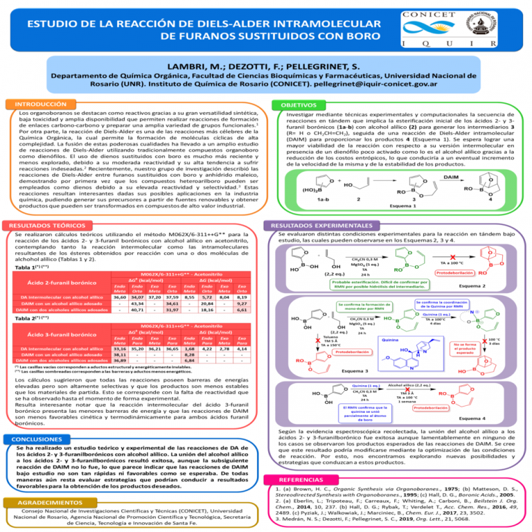 Read more about the article ESTUDIO DE LA REACCIÓN DE DIELS-ALDER INTRAMOLECULAR DE FURANOS SUSTITUIDOS CON BORO