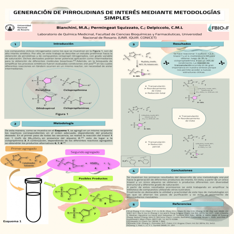 Read more about the article GENERACIÓN DE PIRROLIDINAS DE INTERÉS MEDIANTE METODOLOGÍAS SIMPLES.