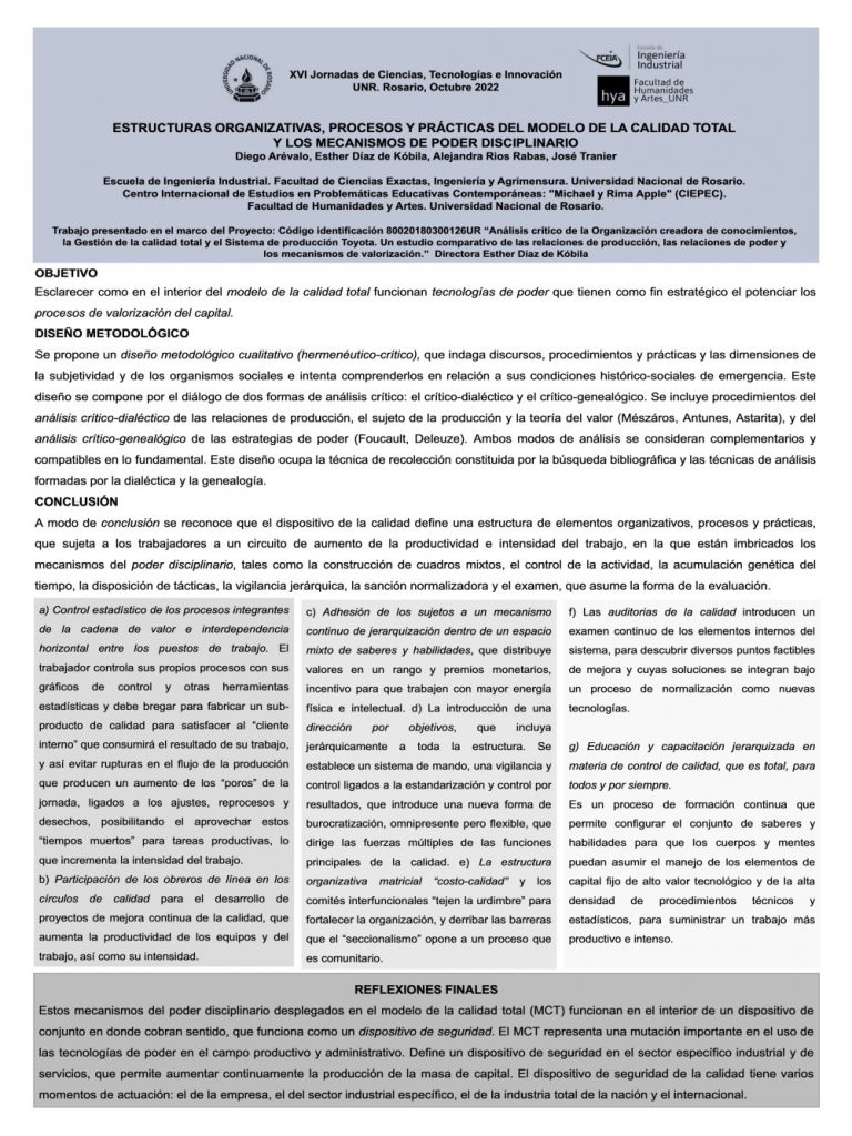 Read more about the article Estructuras organizativas, procesos y prácticas del modelo de la calidad total y los mecanismos de poder disciplinario