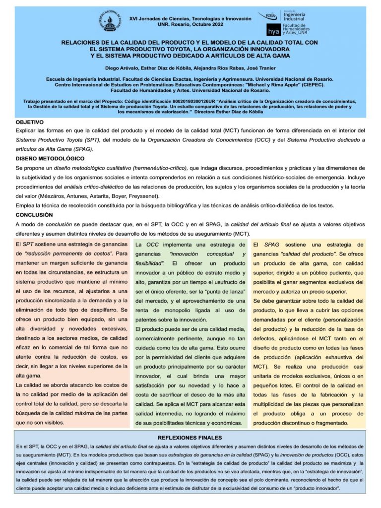 Read more about the article Relaciones de la calidad del producto y el modelo de la calidad total con el sistema productivo toyota, la organización innovadora y el sistema productivo dedicado a artículos de alta gama