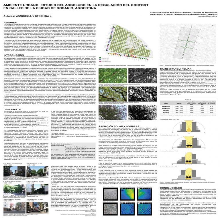 Read more about the article AMBIENTE URBANO, ESTUDIO DEL ARBOLADO EN LA REGULACIÓN DEL CONFORT EN CALLES DE LA CIUDAD DE ROSARIO, ARGENTINA