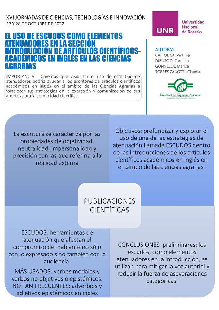 Read more about the article EL USO DE ESCUDOS COMO ELEMENTOS ATENUADORES EN LA SECCIÓN INTRODUCCIÓN DE ARTÍCULOS CIENTÍFICOS-ACADÉMICOS EN INGLÉS EN LAS CIENCIAS AGRARIAS