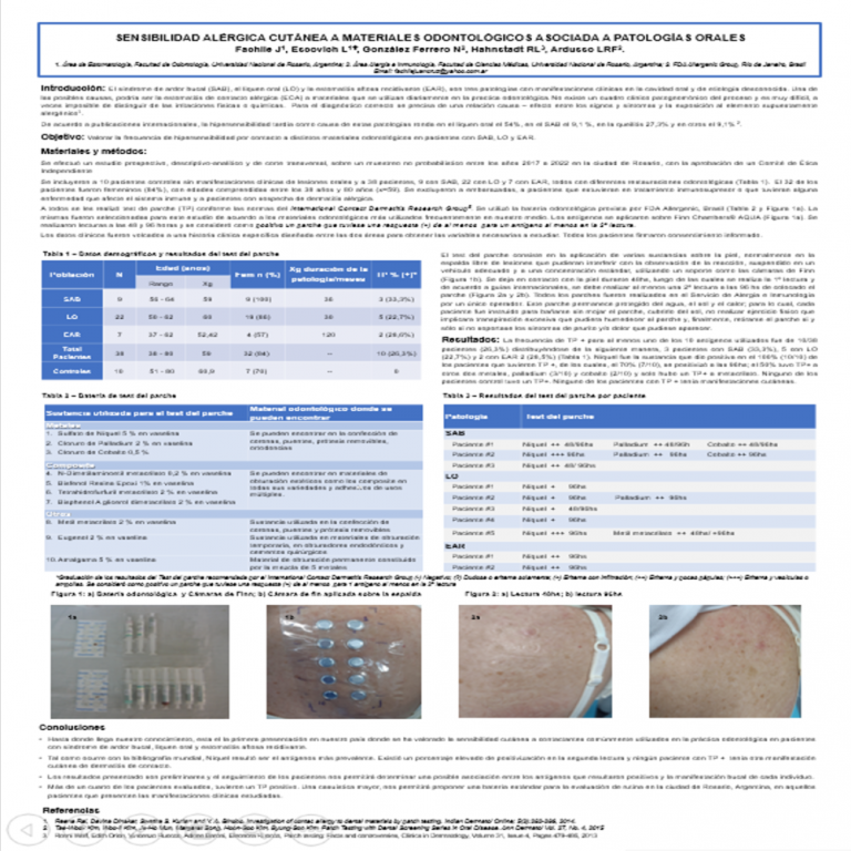 Read more about the article SENSIBILIDAD ALÉRGICA CUTÁNEA A MATERIALES ODONTOLÓGICOS ASOCIADA A PATOLOGÍAS ORALES