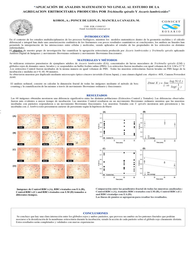 Read more about the article APLICACIÓN DE ANALISIS MATEMÁTICO NO LINEAL AL ESTUDIO DE LA AGREGACIÓN ERITROCITARIA PRODUCIDA POR Trichinella spiralis Y Ascaris lumbricoides.
