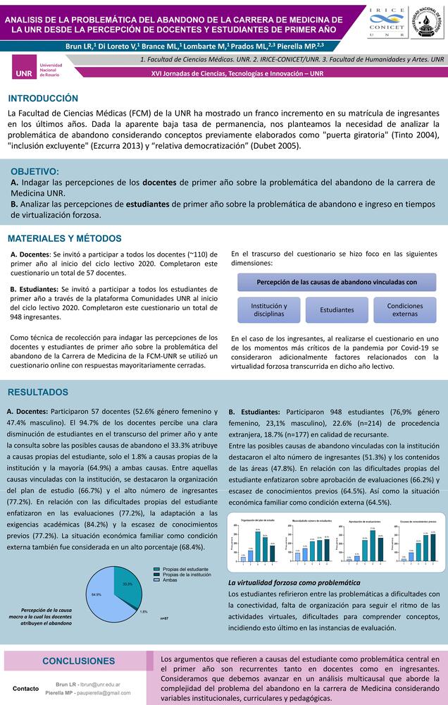 Read more about the article ANALISIS DE LA PROBLEMÁTICA DE LA CARRERA DE MEDICINA DE LA UNR DE ABANDONO DESDE LA PERCEPCIÓN DE DOCENTES Y ESTUDIANTES DE PRIMER AÑO