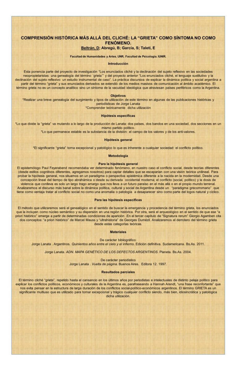 Read more about the article COMPRENSIÓN HISTÓRICA MÁS ALLÁ DEL CLICHÉ: LA “GRIETA” COMO SÍNTOMA NO COMO FENÓMENO.