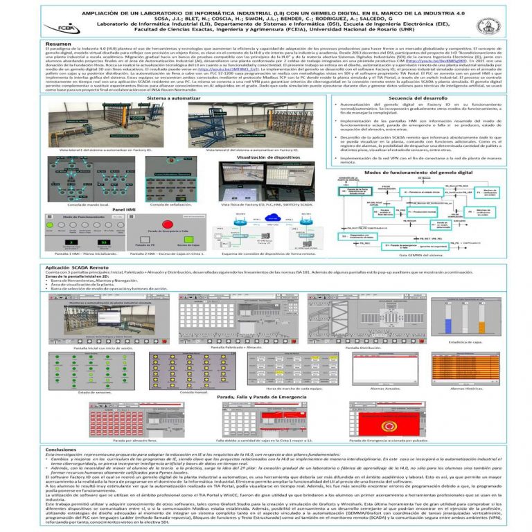 Read more about the article AMPLIACIÓN DE UN LABORATORIO DE INFORMÁTICA INDUSTRIAL (LII) CON UN GEMELO DIGITAL EN EL MARCO DE LA INDUSTRIA 4.0