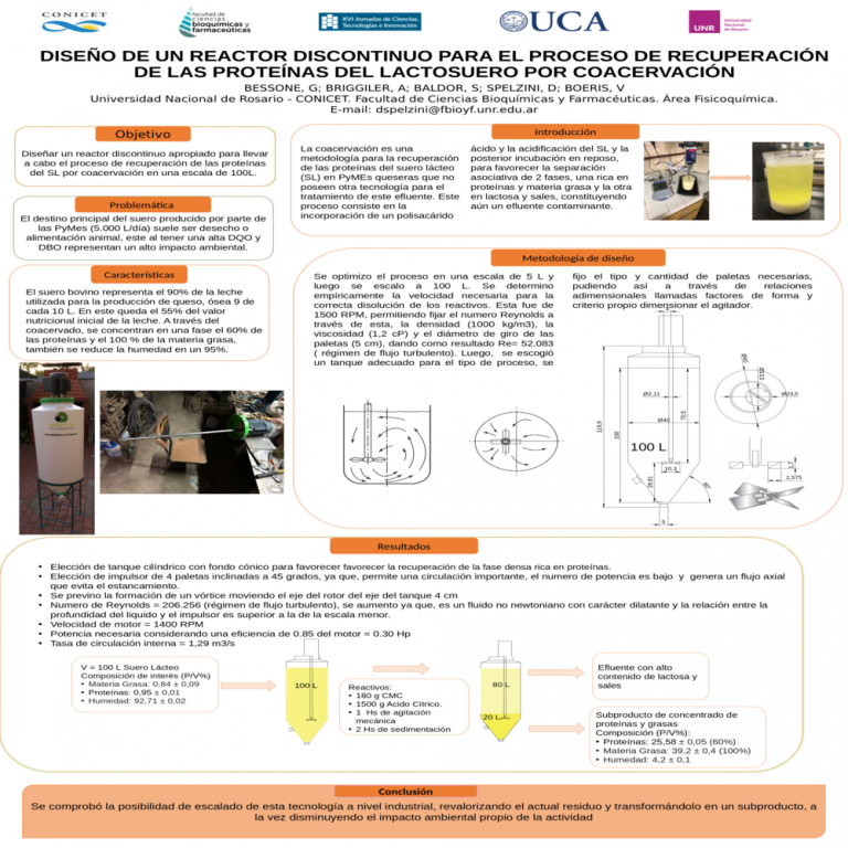 Read more about the article DISEÑO DE UN REACTOR DISCONTINUO PARA EL PROCESO DE RECUPERACIÓN DE LAS PROTEÍNAS DEL LACTOSUERO POR COACERVACIÓN