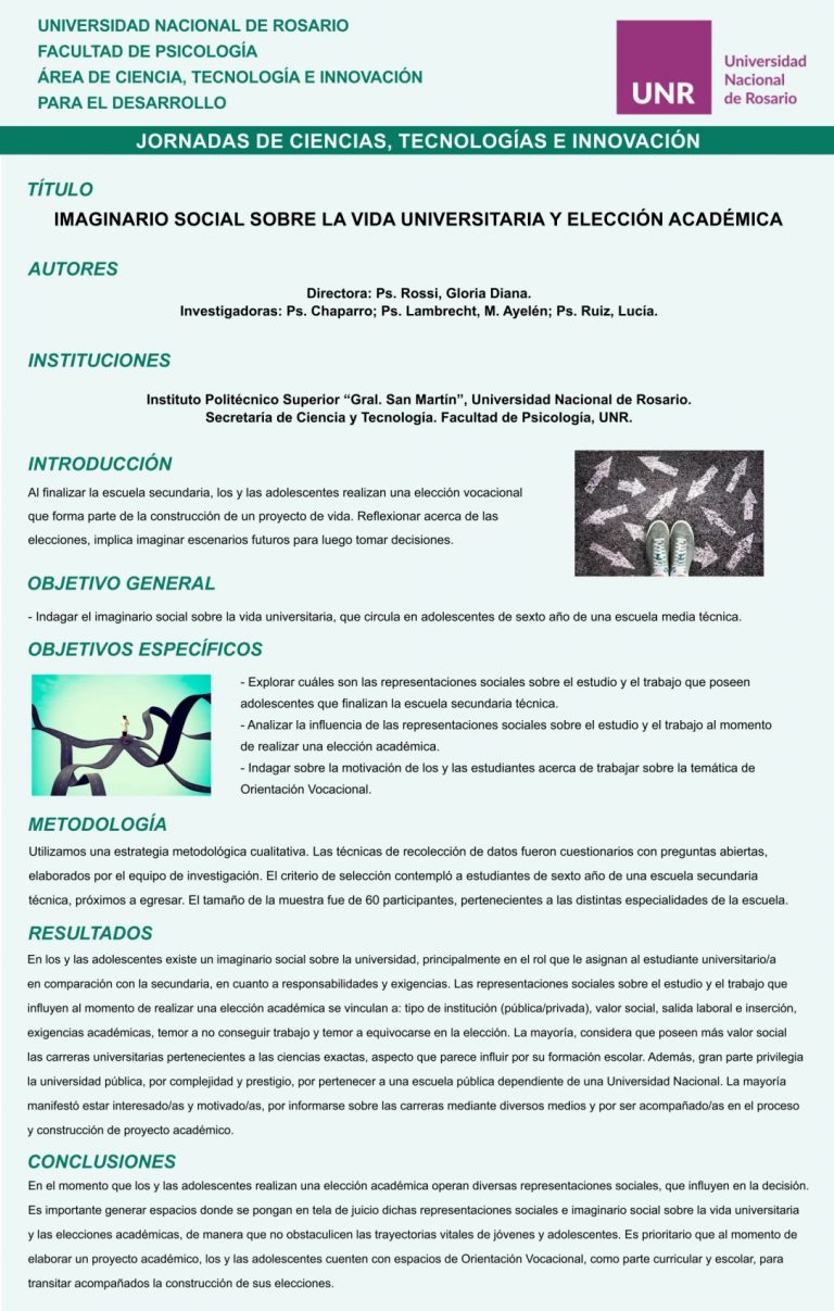 Read more about the article IMAGINARIO SOCIAL SOBRE LA VIDA UNIVERSITARIA Y ELECCIÓN ACADÉMICA: INCIDENCIA DE LAS REPRESENTACIONES SOCIALES SOBRE EL ESTUDIO Y EL TRABAJO EN ADOLESCENTES QUE FINALIZAN LA ESCUELA SECUNDARIA TÉCNICA