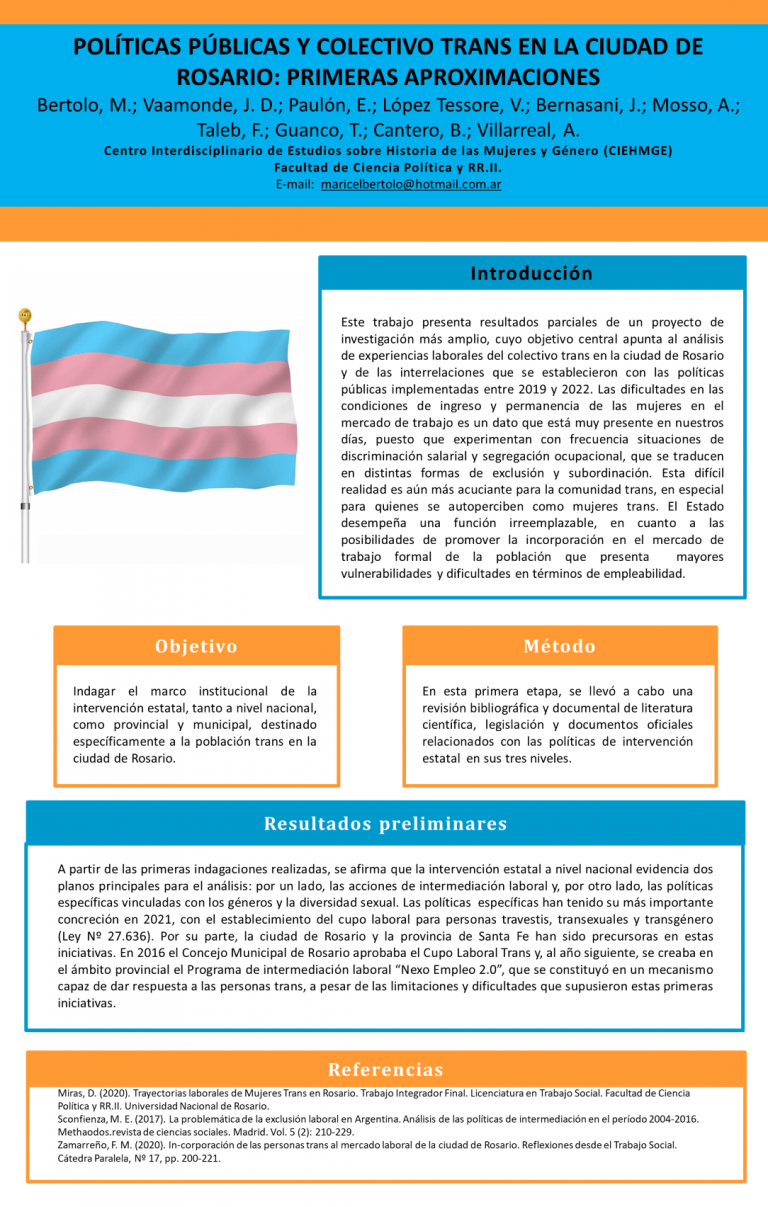 Read more about the article POLÍTICAS PÚBLICAS Y COLECTIVO TRANS EN LA CIUDAD DE ROSARIO: PRIMERAS APROXIMACIONES