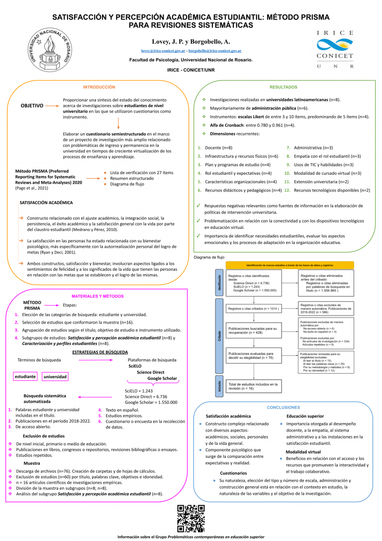 Read more about the article SATISFACCIÓN Y PERCEPCIÓN ACADÉMICA ESTUDIANTIL: MÉTODO PRISMA PARA REVISIONES SISTEMÁTICAS