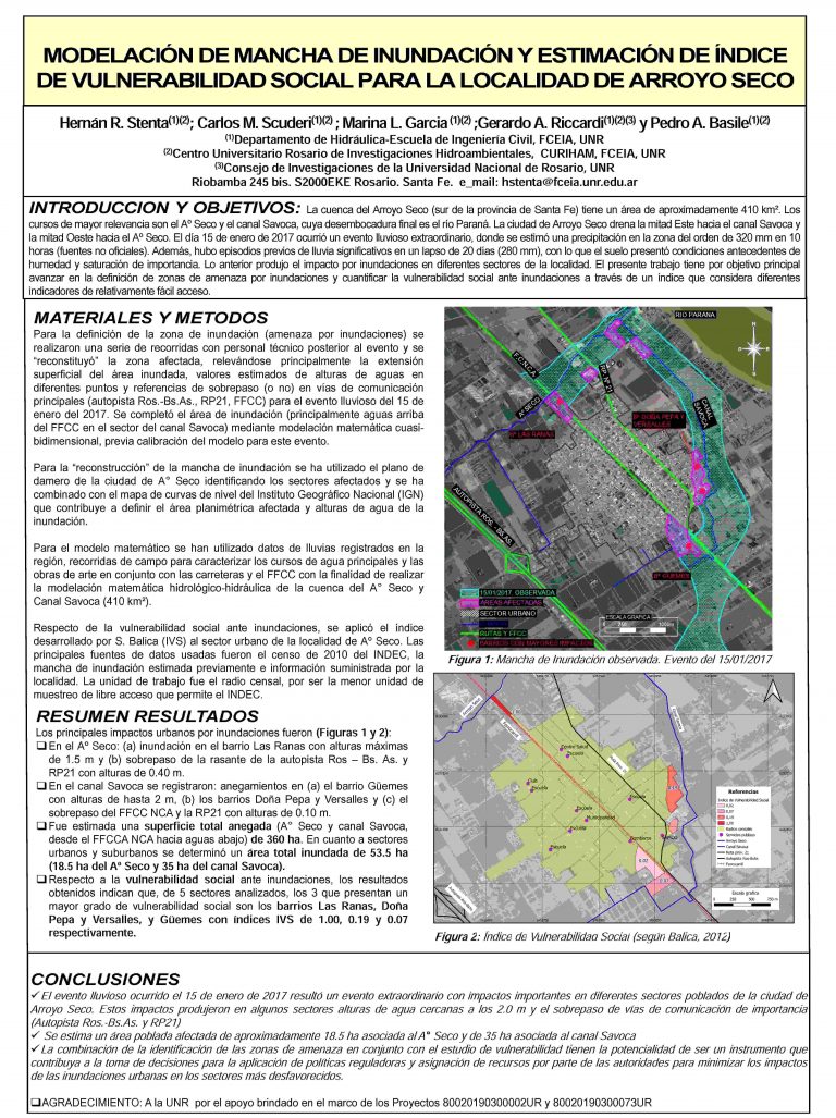 Read more about the article MODELACIÓN DE MANCHA DE INUNDACIÓN Y ESTIMACIÓN DE ÍNDICE DE VULNERABILIDAD SOCIAL PARA LA LOCALIDAD DE ARROYO SECO