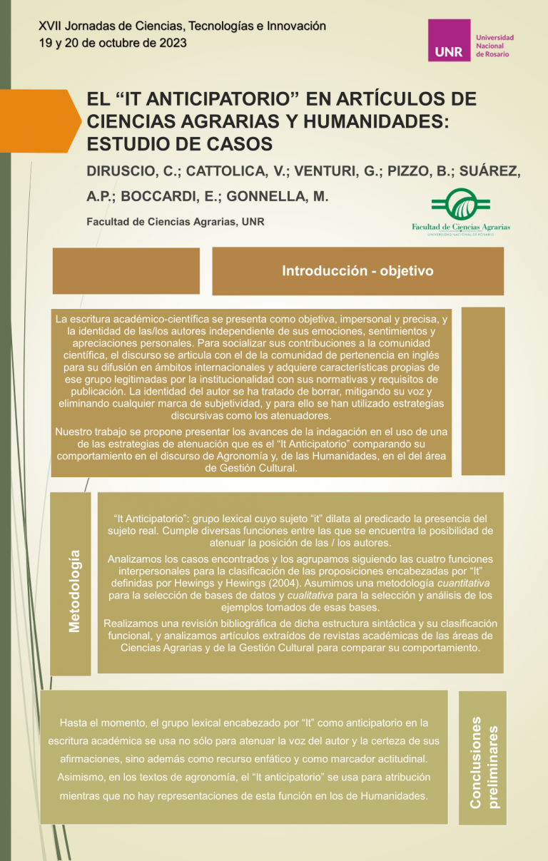 Read more about the article EL “IT ANTICIPATORIO” EN ARTÍCULOS DE CIENCIAS AGRARIAS Y HUMANIDADES: ESTUDIO DE CASOS