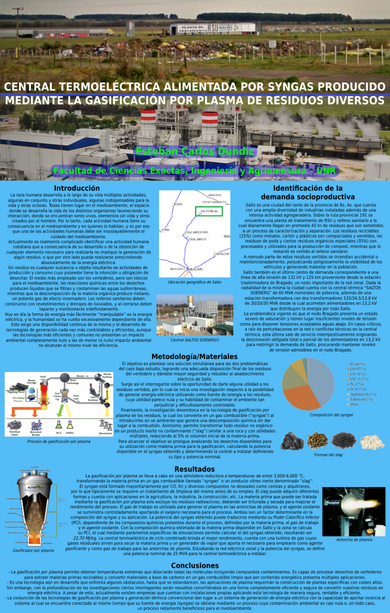 Read more about the article CENTRAL TERMOELÉCTRICA ALIMENTADA POR SYNGAS PRODUCIDO MEDIANTE LA GASIFICACIÓN POR PLASMA DE RESIDUOS DIVERSOS