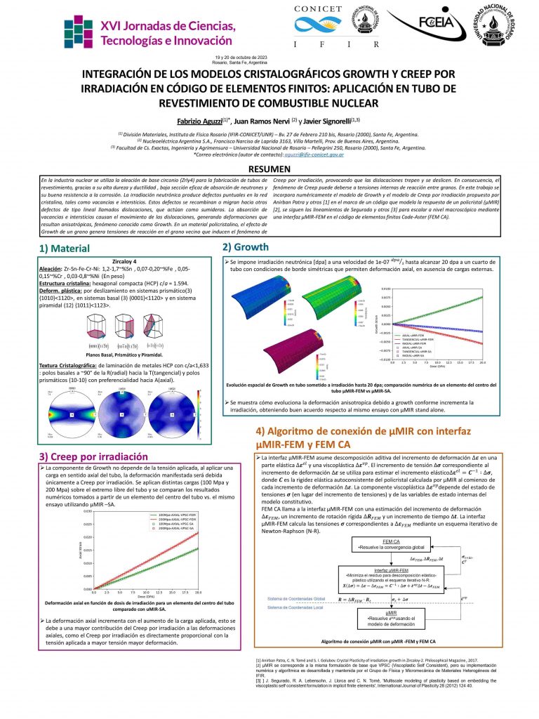 Read more about the article INTEGRACIÓN DE LOS MODELOS CRISTALOGRÁFICOS GROWTH Y CREEP POR IRRADIACIÓN EN CÓDIGO DE ELEMENTOS FINITOS: APLICACIÓN EN TUBO DE REVESTIMIENTO DE COMBUSTIBLE NUCLEAR