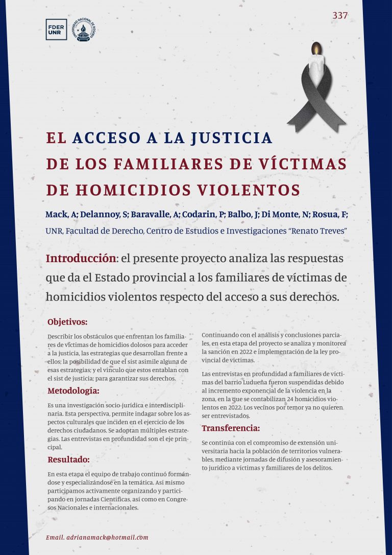 Read more about the article EL ACCESO A LA JUSTICIA DE LOS FAMILIARES DE VÍCTIMAS DE HOMICIDIOS VIOLENTOS