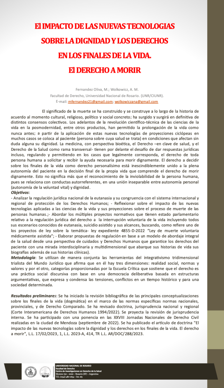 Read more about the article El IMPACTO DE LAS NUEVAS TECNOLOGIAS SOBRE LA DIGNIDAD Y LOS DERECHOS EN LOS FINALES DE LA VIDA. El DERECHO A MORIR