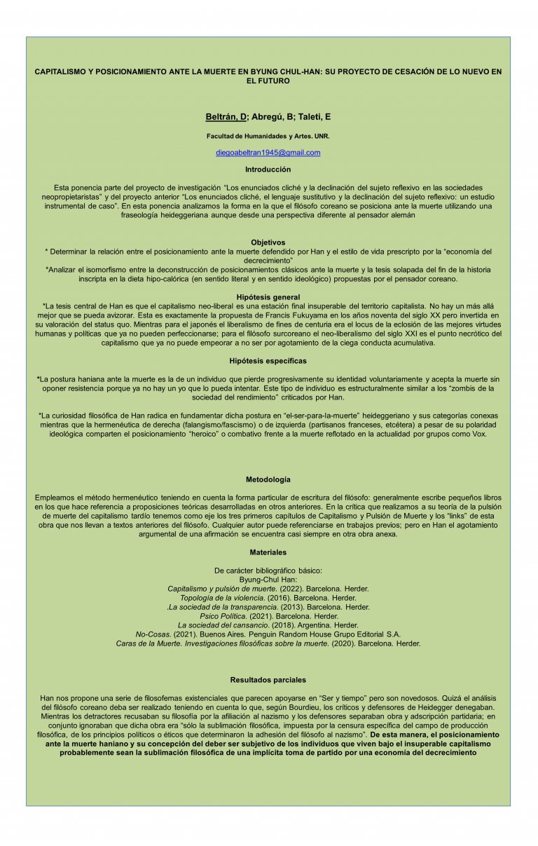 Read more about the article CAPITALISMO Y POSICIONAMIENTO ANTE LA MUERTE EN BYUNG CHUL-HAN: SU PROYECTO DE CESACIÓN DE LO NUEVO EN EL FUTURO