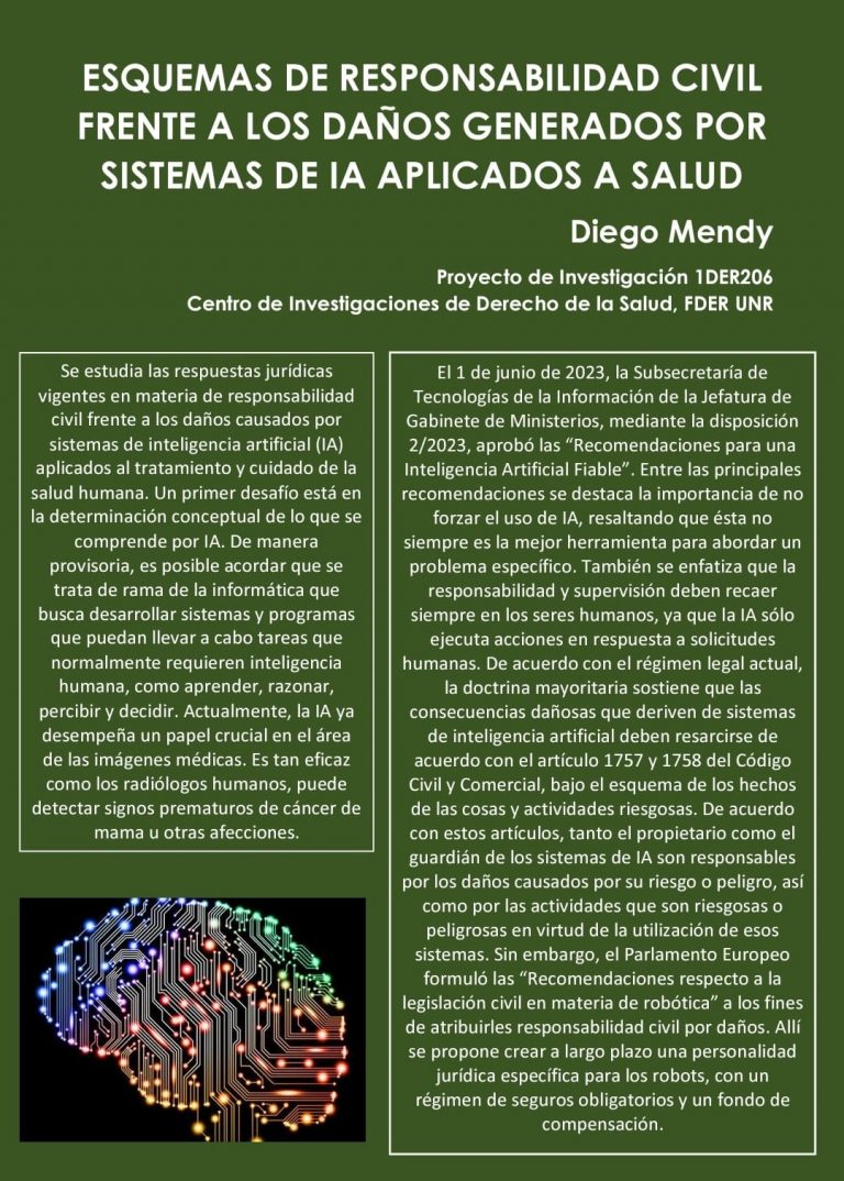 Read more about the article ESQUEMAS DE RESPONSABILIDAD CIVIL FRENTE A LOS DAÑOS GENERADOS POR SISTEMAS DE INTELIGENCIA ARTIFICIAL APLICADOS A SALUD