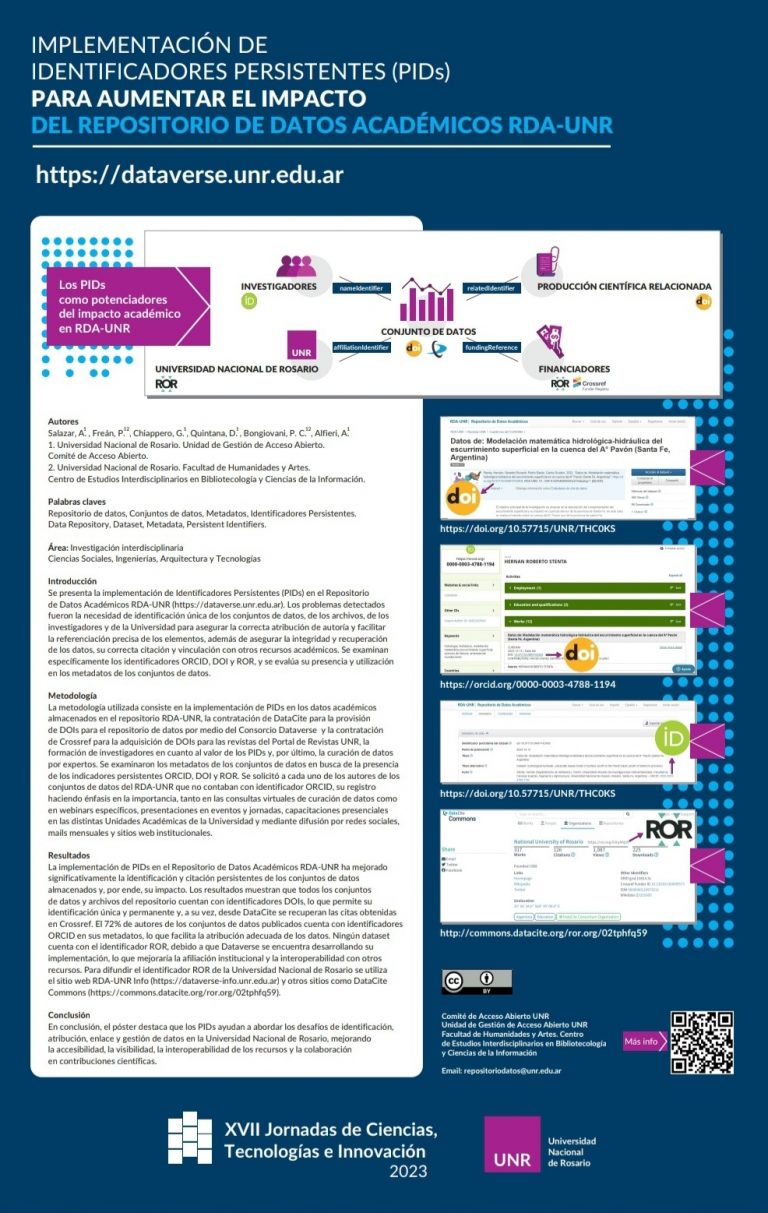 Read more about the article IMPLEMENTACIÓN DE IDENTIFICADORES PERSISTENTES (PID) PARA AUMENTAR EL IMPACTO DEL REPOSITORIO DE DATOS ACADÉMICOS RDA-UNR (DATAVERSE.UNR.EDU.AR)