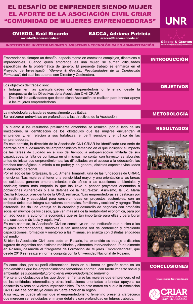 Lee más sobre el artículo EL DESAFÍO DE EMPRENDER SIENDO MUJER. EL APORTE DE LA ASOCIACIÓN CIVIL CRIAR “COMUNIDAD DE MUJERES EMPRENDEDORAS”.