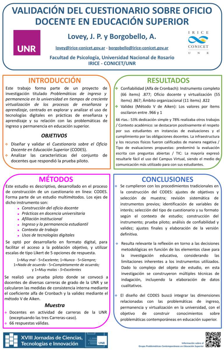 Lee más sobre el artículo VALIDACIÓN DEL CUESTIONARIO SOBRE OFICIO DOCENTE EN EDUCACIÓN SUPERIOR