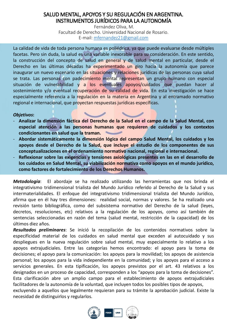 Lee más sobre el artículo SALUD MENTAL, APOYOS Y SU REGULACIÓN EN ARGENTINA. INSTRUMENTOS JURÍDICOS PARA LA AUTONOMÍA