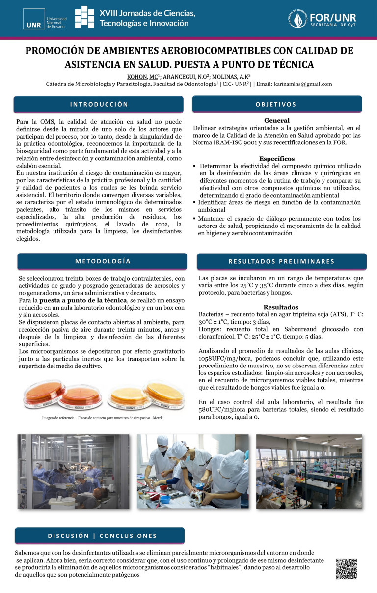 Lee más sobre el artículo PROMOCIÓN DE AMBIENTES AEROBIOCOMPATIBLES CON CALIDAD DE ASISTENCIA EN SALUD. PUESTA A PUNTO DE TÉCNICA