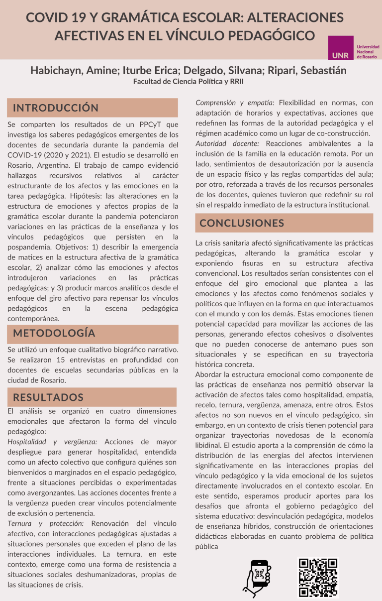 Read more about the article CAMBIOS EN LA INFRAESTRUCTURA AFECTIVA EN LAS PRÁCTICAS PEDAGÓGICAS DURANTE LA PANDEMIA DEL COVID – 19