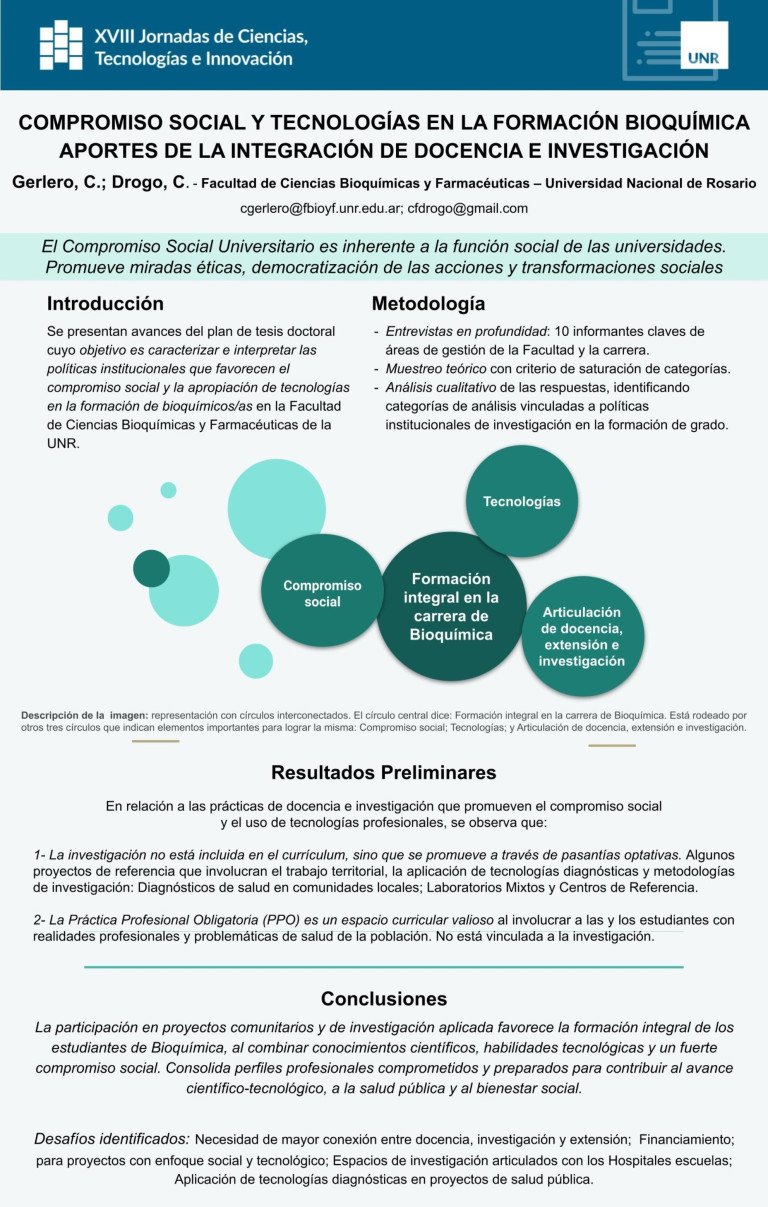 Read more about the article COMPROMISO SOCIAL Y TECNOLOGÍAS EN LA FORMACIÓN BIOQUÍMICA. APORTES DE LA INTEGRACIÓN DE DOCENCIA E INVESTIGACIÓN.