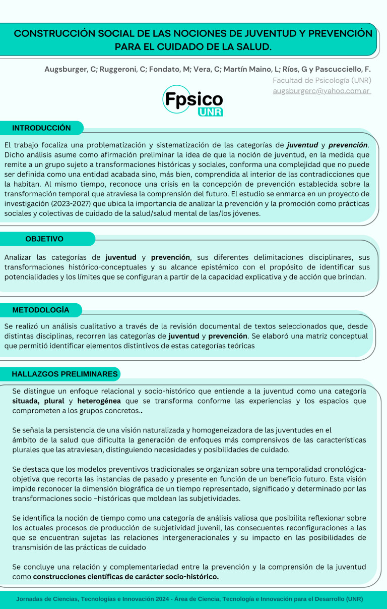 Read more about the article CONSTRUCCIÓN SOCIAL DE LAS NOCIONES DE JUVENTUD Y PREVENCIÓN PARA EL CUIDADO DE LA SALUD.