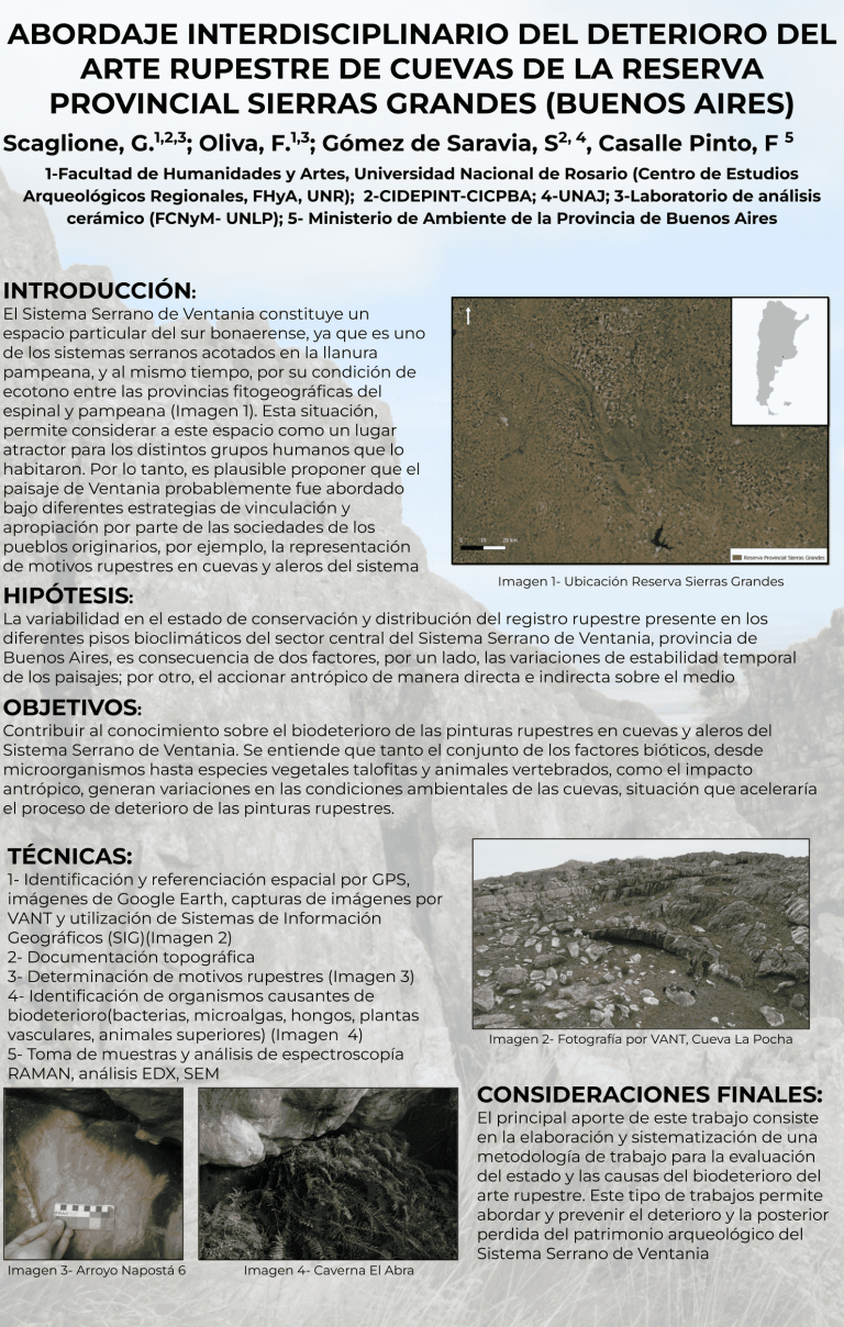 Read more about the article ABORDAJE INTERDISCIPLINARIO DEL ESTUDIO DEL DETERIORO DEL ARTE RUPESTRE DE CUEVAS DE LA RESERVA PROVINCIAL SIERRAS GRANDES (BUENOS AIRES): PROPUESTA METODOLÓGICA PARA LA IDENTIFICACIÓN DE LOS AGENTES BIOLÓGICOS RESPONSABLES DEL DETERIORO Y EVALUACIÓN DEL ARTE RUPESTRE