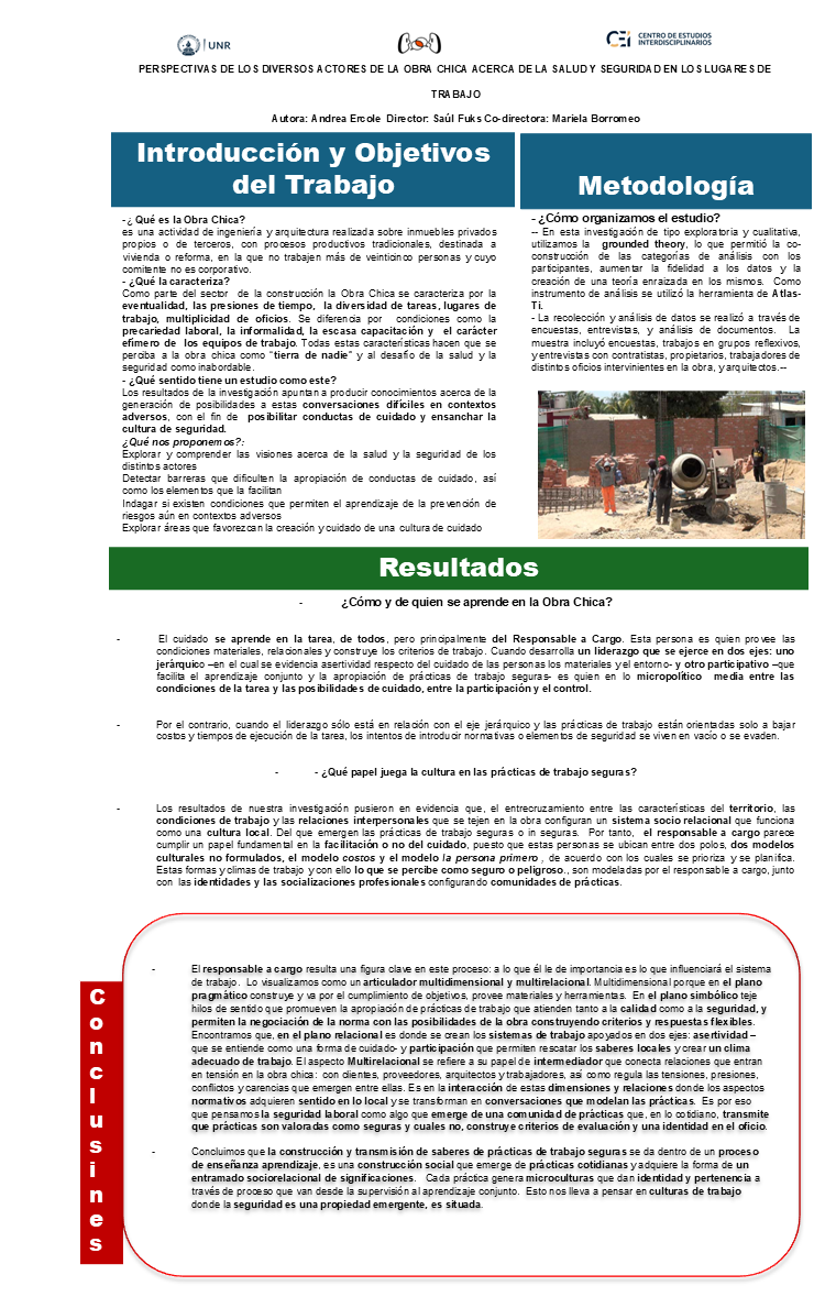 Read more about the article PERSPECTIVAS DE LOS DIVERSOS ACTORES DE LA OBRA CHICA ACERCA DE LA SALUD Y LA SEGURIDAD EN LOS LUGARES DE TRABAJO