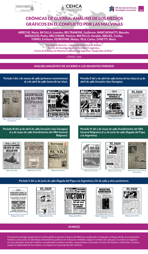 Lee más sobre el artículo CRÓNICAS DE GUERRA: ANÁLISIS DISCURSIVO DE LOS MEDIOS GRÁFICOS DURANTE EL CONFLICTO BÉLICO POR LAS ISLAS MALVINAS