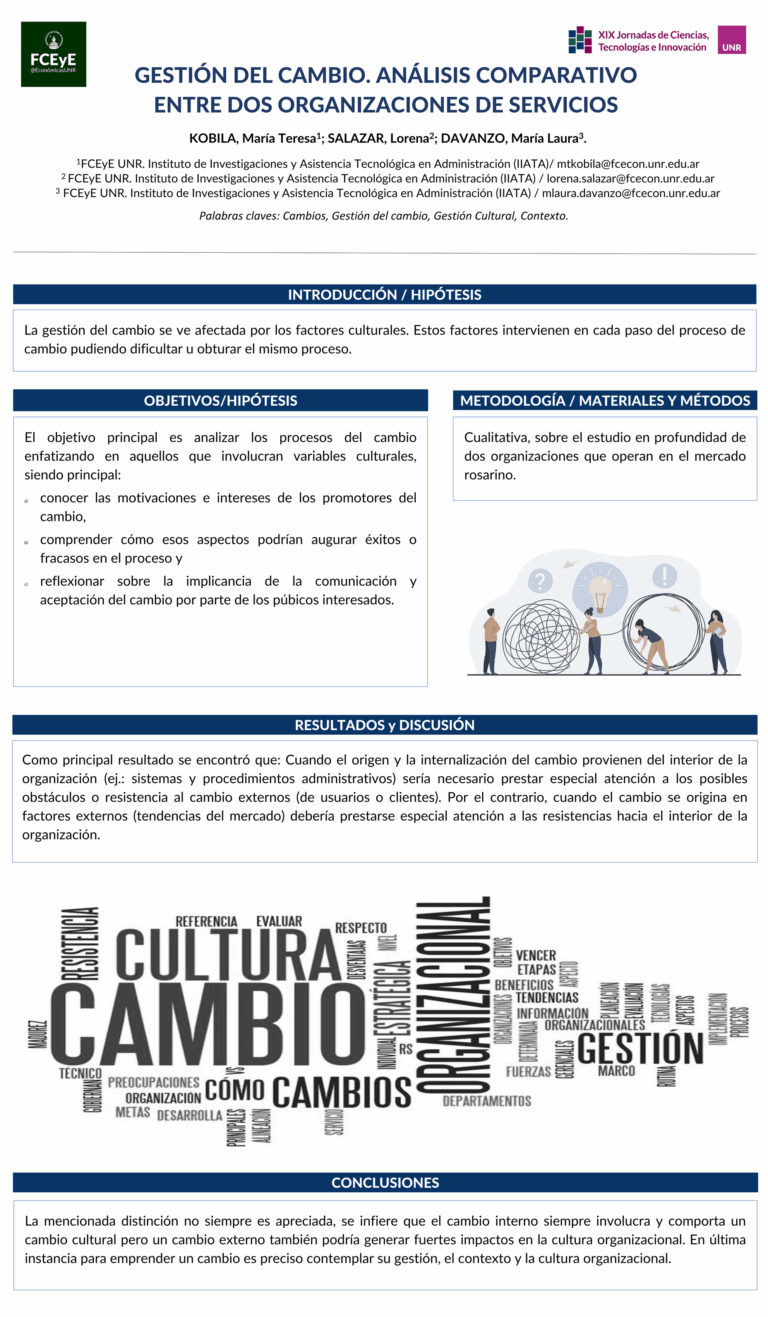 Lee más sobre el artículo GESTIÓN DEL CAMBIO. ANÁLISIS COMPARATIVO ENTRE DOS ORGANIZACIONES DE SERVICIOS